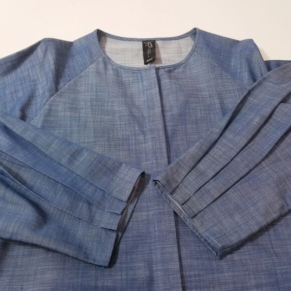 Zero + Maria Cornejo 100% Cotton Washed Indigo Midi Dress with Pockets - Picture 10 of 16